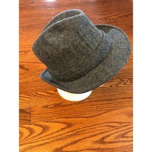 Vintage Adam New York Gray Fedora Wool Cap Feather Dent USA Mens size 6 3/4-7/8